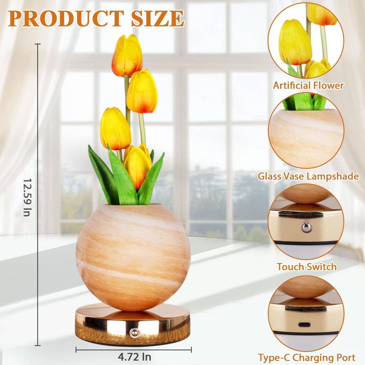 Stepless Dimmable Tulip Table Lamp