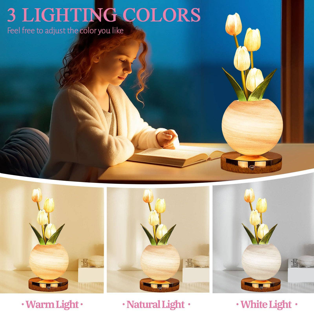 Stepless Dimmable Tulip Table Lamp