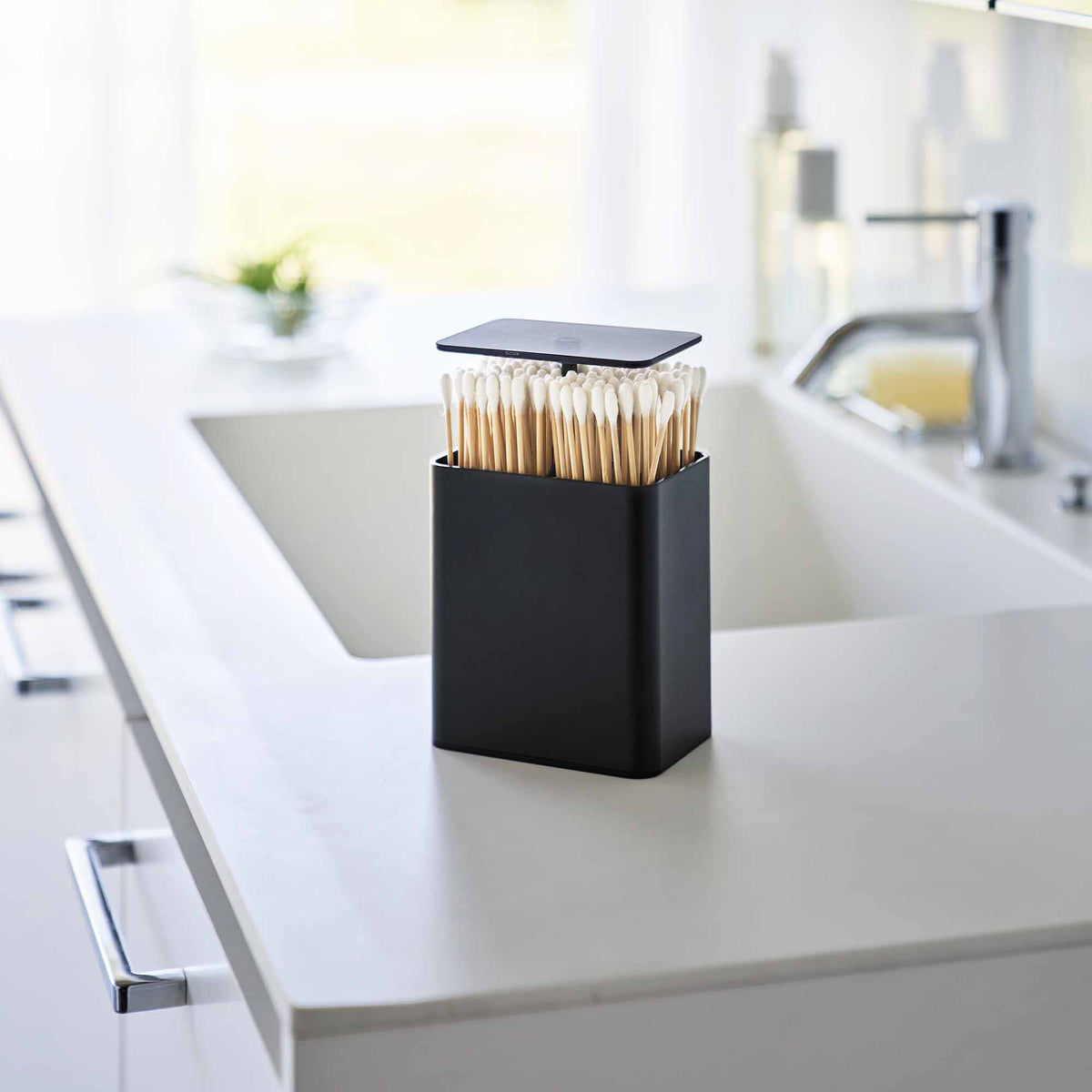 Push-Top Cotton Swab Canister
