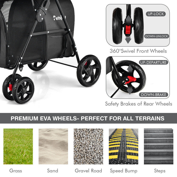 4-in-1 Multifunctional Double Pet Stroller