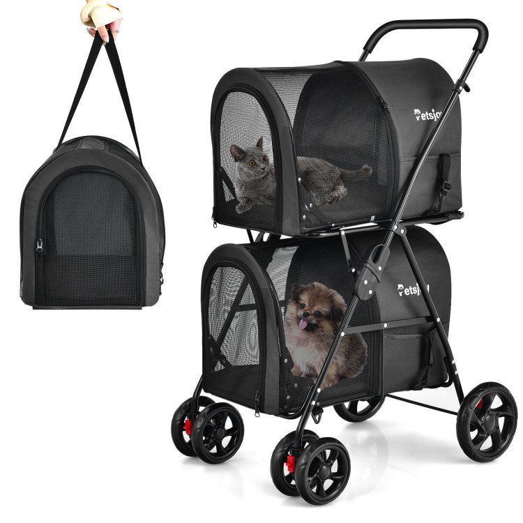 4-in-1 Multifunctional Double Pet Stroller