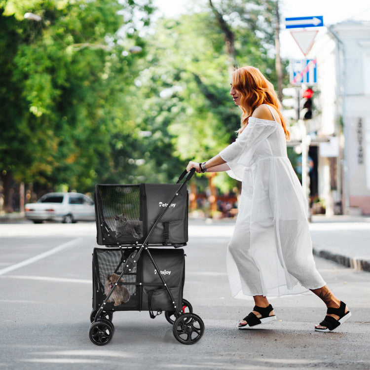 4-in-1 Multifunctional Double Pet Stroller
