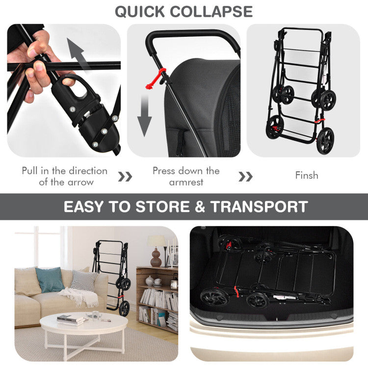 4-in-1 Multifunctional Double Pet Stroller
