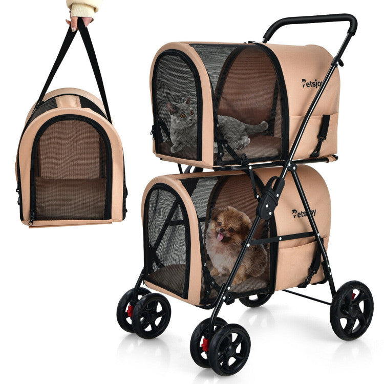 4-in-1 Multifunctional Double Pet Stroller