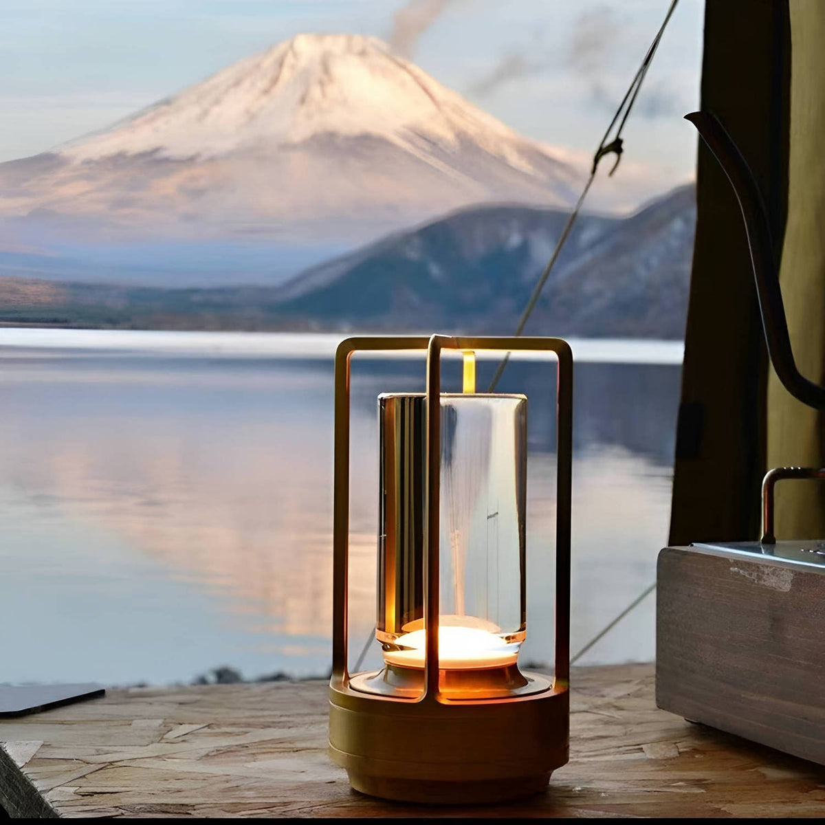 Cordless LED Table Lamp Lantern (in Gold)