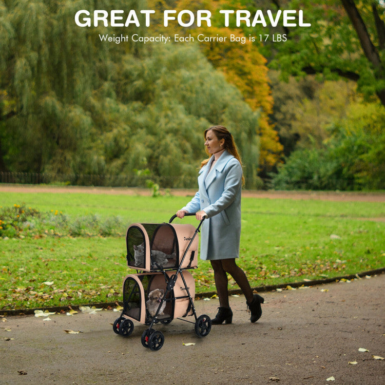 4-in-1 Multifunctional Double Pet Stroller