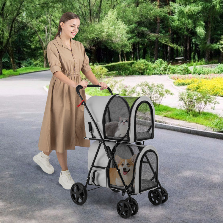4-in-1 Multifunctional Double Pet Stroller