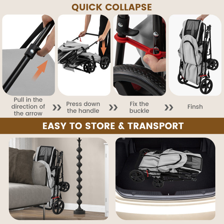 4-in-1 Multifunctional Double Pet Stroller