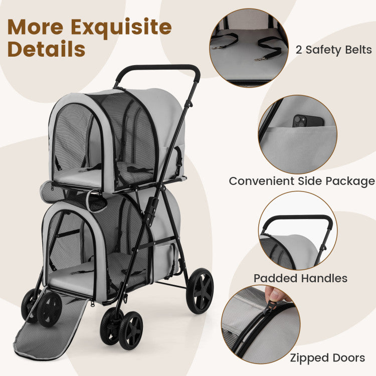 4-in-1 Multifunctional Double Pet Stroller