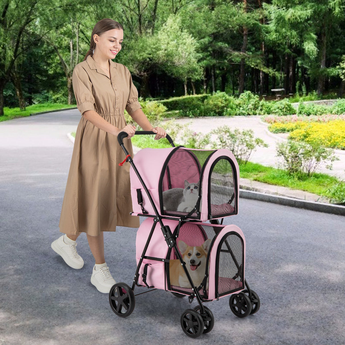 4-in-1 Multifunctional Double Pet Stroller