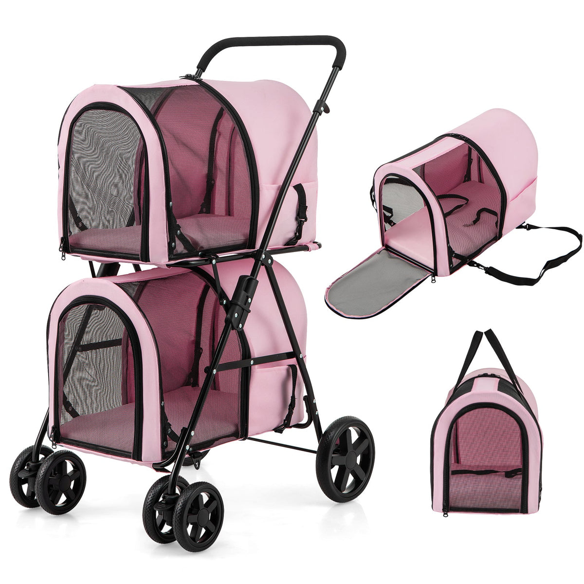 4-in-1 Multifunctional Double Pet Stroller