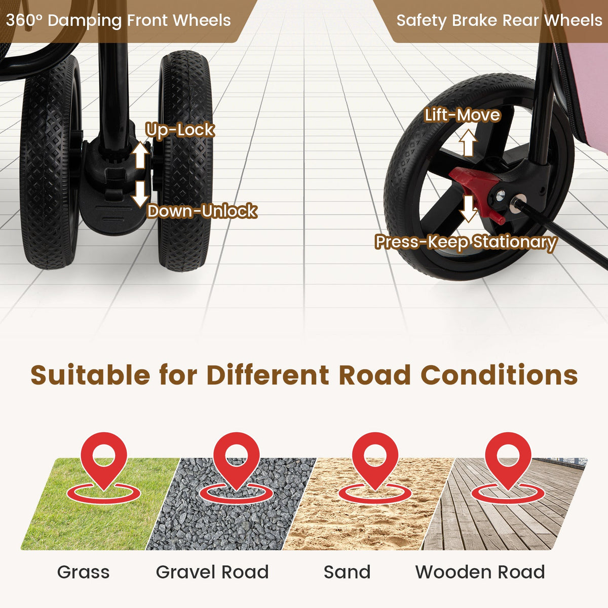 4-in-1 Multifunctional Double Pet Stroller
