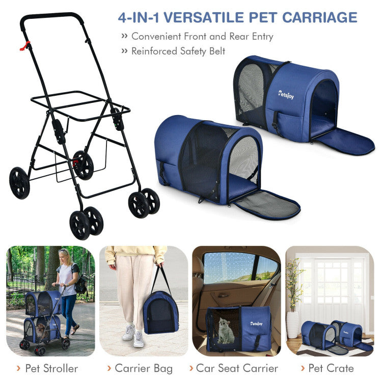 4-in-1 Multifunctional Double Pet Stroller