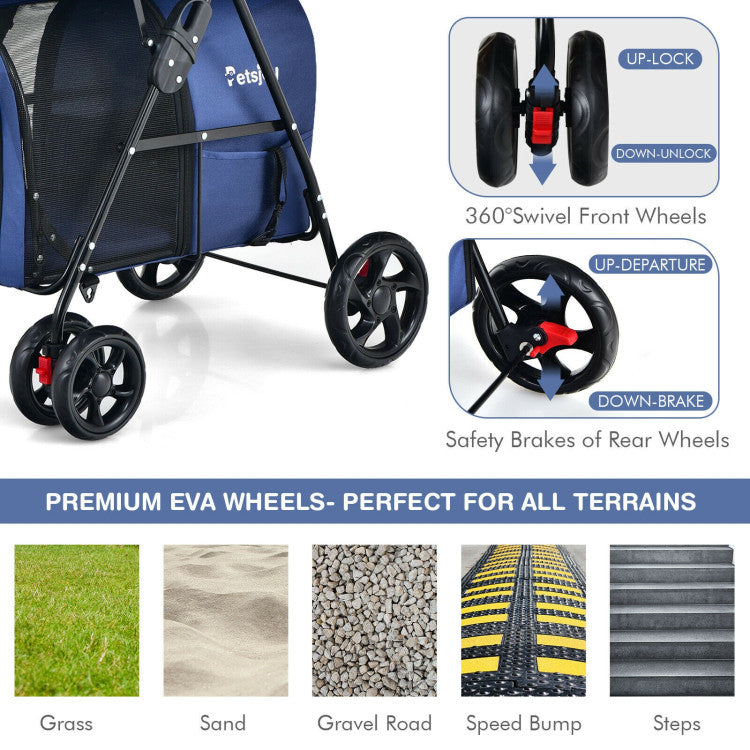 4-in-1 Multifunctional Double Pet Stroller