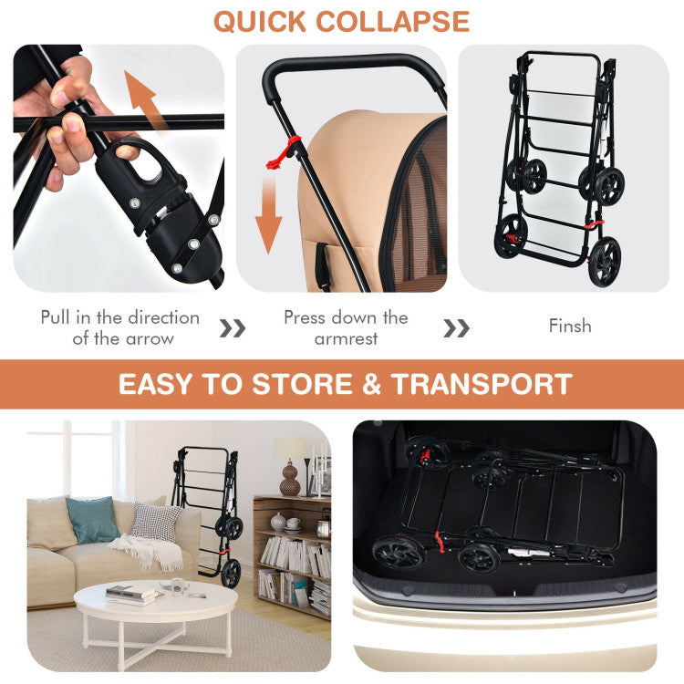 4-in-1 Multifunctional Double Pet Stroller