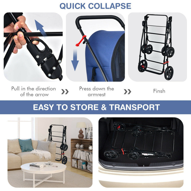 4-in-1 Multifunctional Double Pet Stroller