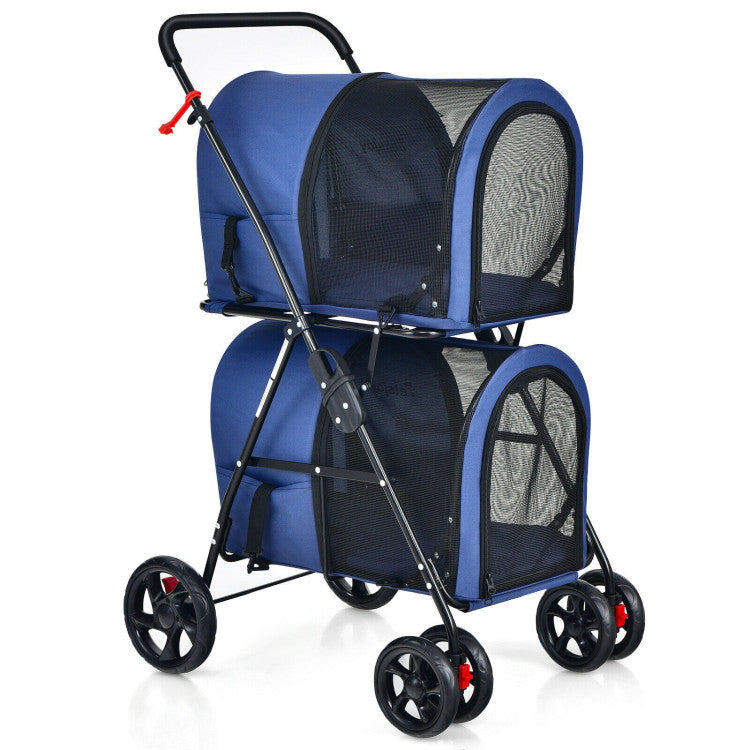 4-in-1 Multifunctional Double Pet Stroller