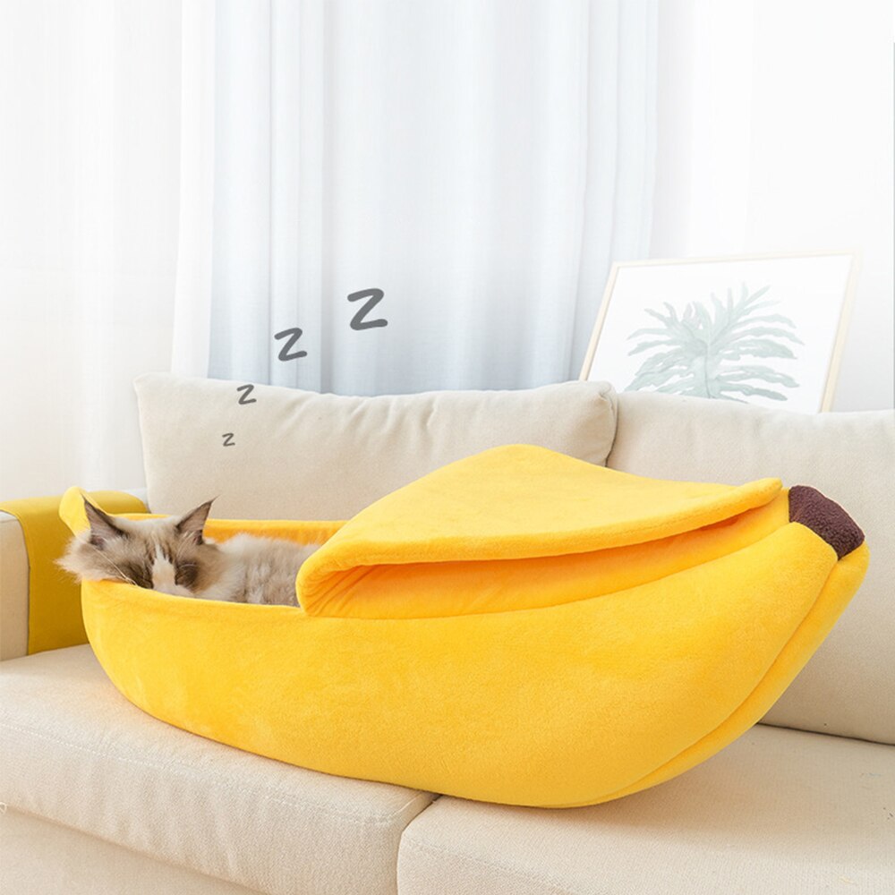 Cozy Peel-Back Banana Pet Bed