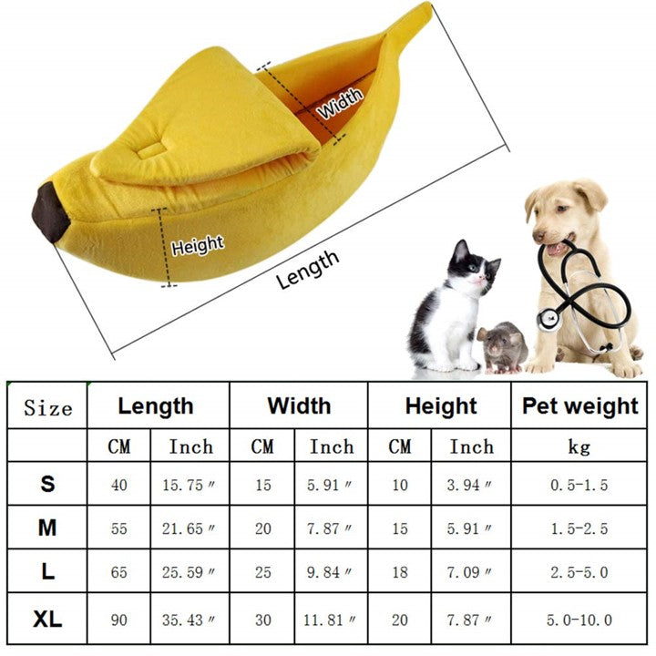 Cozy Peel-Back Banana Pet Bed