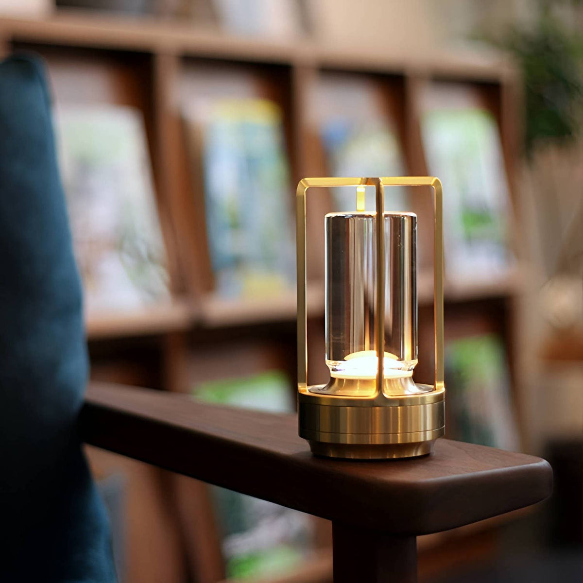 Cordless LED Table Lamp Lantern (in Gold)