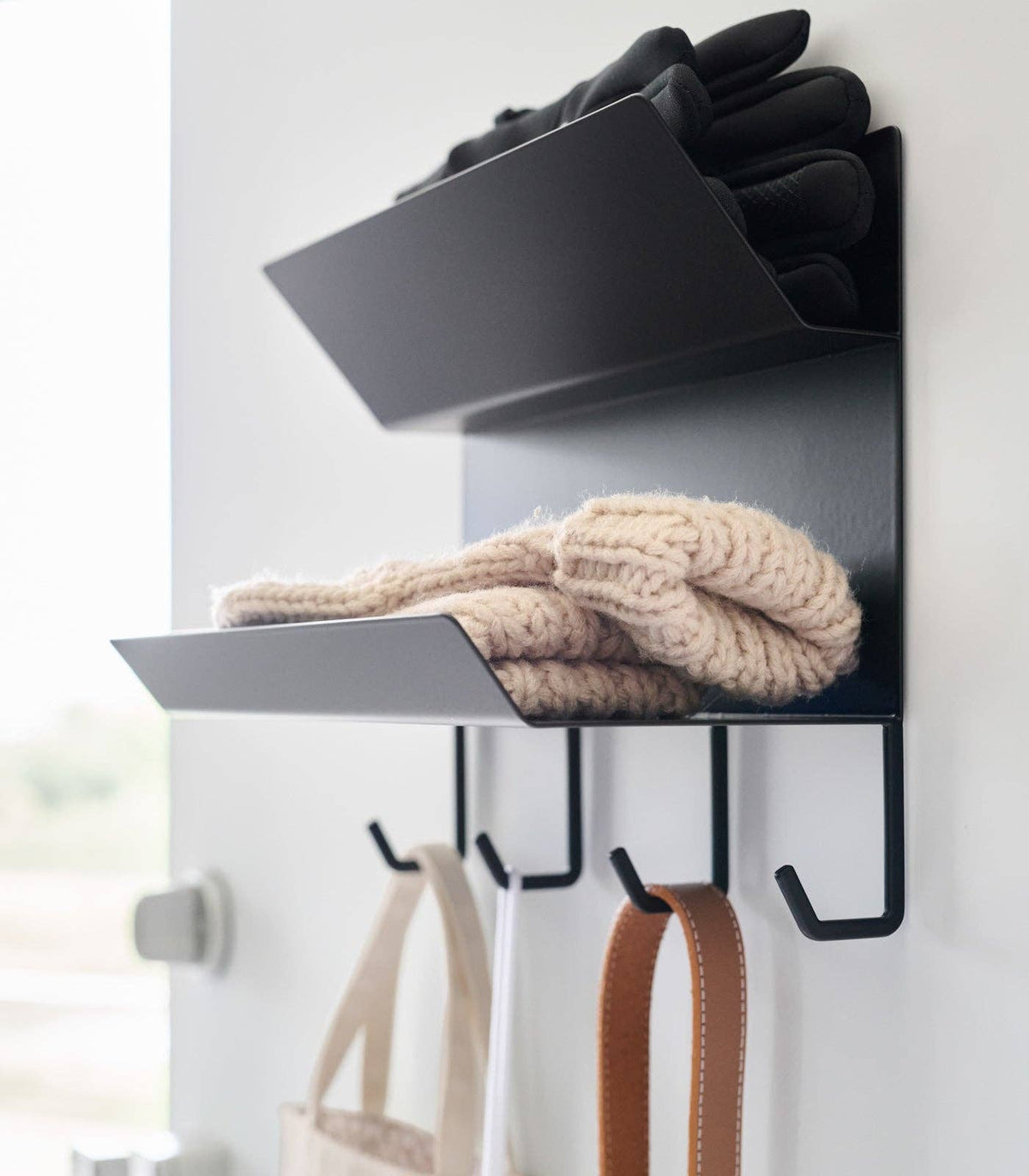 Magnetic Steel Entryway Organizer - Matte Black