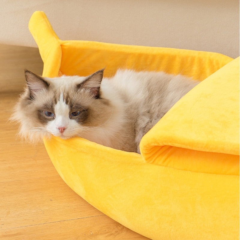 Cozy Peel-Back Banana Pet Bed